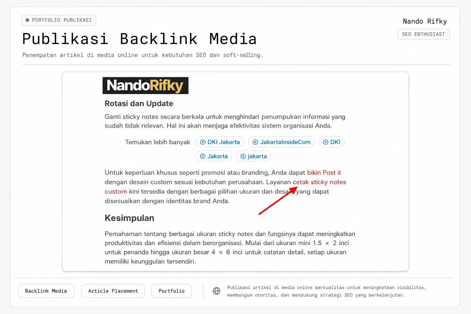Contoh Publikasi Media - publikasi backlink media 1